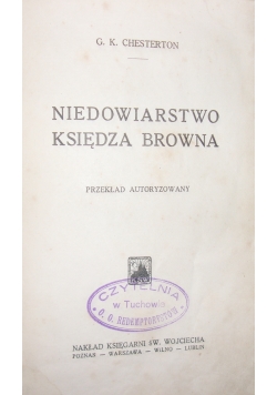 Niedowiarstwo Księdza Browna, 1929