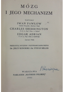 Mózg i jego Mechanizm ,1935 r.