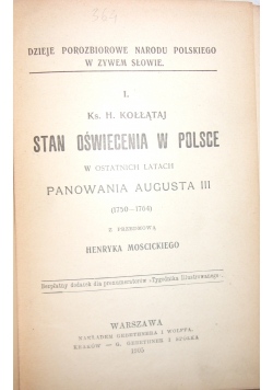 Stan oświecenia w Polsce 1750-1764, 1905 r.