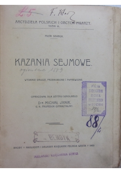 Kazania sejmowe, 1903 r.