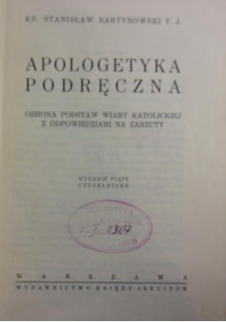 Apologetyka podręczna, 1939 r.