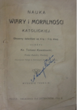 Nauka wiary i moralności katolickiej, 1916 r.
