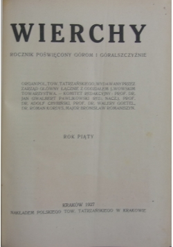 Wierchy rok piąty, 1927 r.