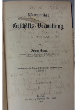 pfarramtilche geschafts derwaltung, 1865 r.