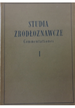 Studia źródłoznawcze I