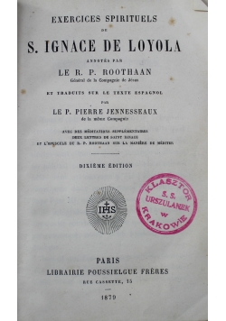 Exercices Spirituels de S. Ignace de Loyloa 1879 r.