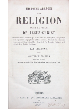 Histoire Abregee de la Religion, 1862 r.