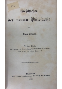 Geschichte der neuern Philosophie, 1860 r.