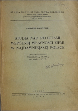 Studia nad reliktami wspólnej własności ziemi 1950 r