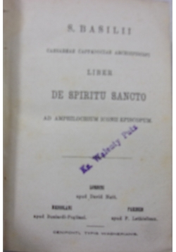 De Spiritu Sancto,1875 r.