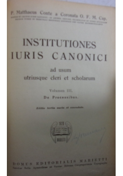 Institutiones iuris canonici III, 1948 r.