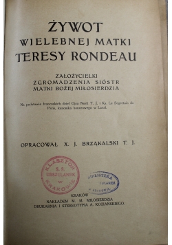 Żywot Wielebnej Matki Teresy Rondeau