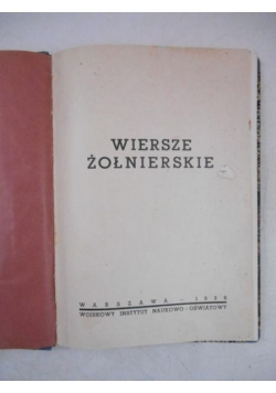 Wiersze żołnierskie, 1938 r.