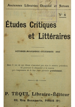 Etudes Critiques et Litteraires Nr 6  1910 r
