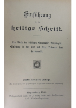 Cinfuhrung in die heilige Schrift,1904r.