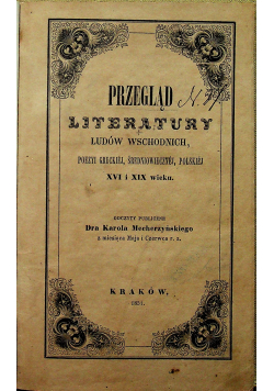 Przegląd literatury ludów wschodnich 1851 r.