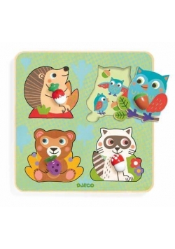 Puzzle drewniane z uchwytami - Las