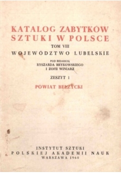 Katalog zabytków sztuki w Polsce Tom VIII Zeszyt 1