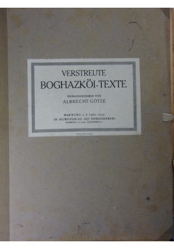 Verstreute Boghazkoi-Texte,1930r.