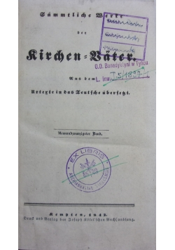 Gesamtliche Werke der Kirchen- Vater, 1843r.