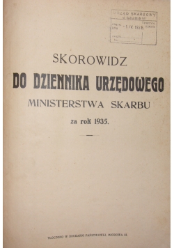 Skorowidz do dziennika urzędowego ministra skarbu, 1935 r.