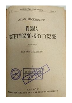 Pisma estetyczno- krytyczne, 1924 r.