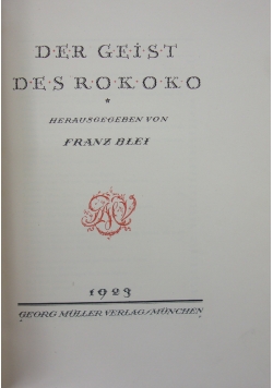 Der Geist des Rokoko, 1923r.