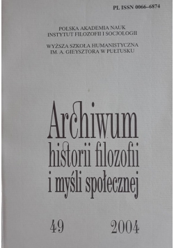 Archiwum historii filozofii i myśli społecznej, nr 49