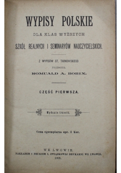 Wpisy Polskie dla szkół realnych i seminaryów nauczycielskich 1905 r.