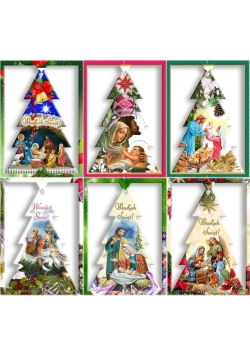 Karnet B6 Boże Nar. Choinka 3D Religia (10szt) MIX