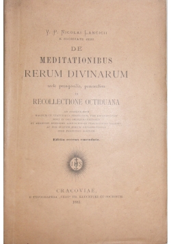 De Meditationibus Rerum Divinarum, 1883 r.
