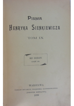 Pisma Henryka Sienkiewicza Tom IX, 1899 r.