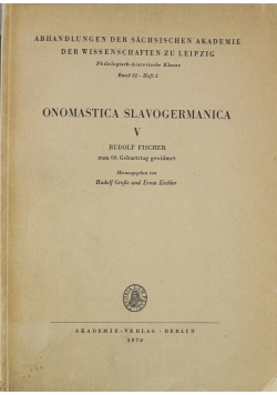 Onomastica Slavogermanica V
