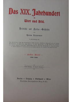 Das XIX Jahrhundert in Wort und Bild, erster band 1795-1840r.