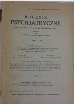 Rocznik Psychjatryczny, 1933r.