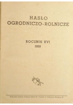 Hasło ogrodniczo-rolnicze, Rocznik XVI 1959