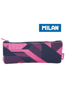 Piórnik Milan płaski mały KNIT różowo-czarny