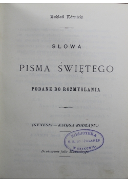 Słowa Pisma Świętego 1909 r