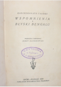Wspomnienia Błyski Bengalu ,1923r.