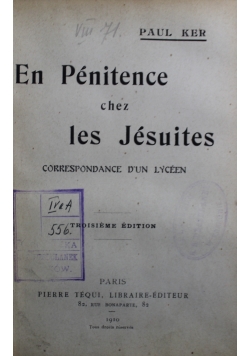 En Penitence chez les Jesuites 1910 r.