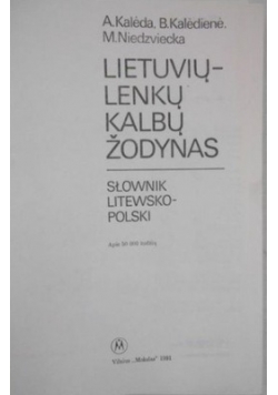 Lietuviu Lenku Kalbu Zodynas Słownik litewsko polski