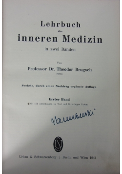 Lehrbuch des inneren Medizin in zwei Banden. Tom I, 1941 r.