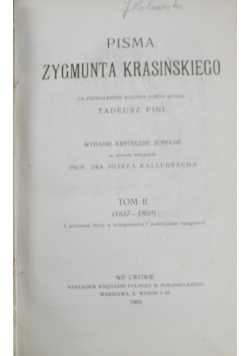 Pisma Zygmunta Krasińskiego tom II 1904 r.