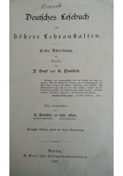 Deutsches Lesebuch fur hohere Lehranstalten, 1893 r.