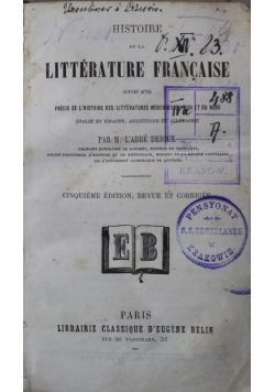 Historie de la Litterature Francaise 1882 r.
