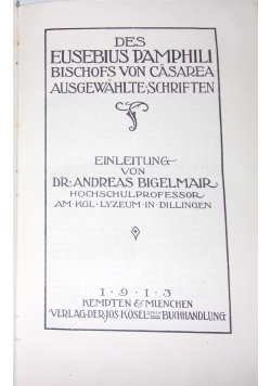 Des Eusebius Pamphili I Band, 1913 r.