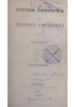 System umnictwa czyli filozofii umysłowej, 1894 r.