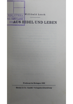 Aus Bibel und Leben 1936 r.