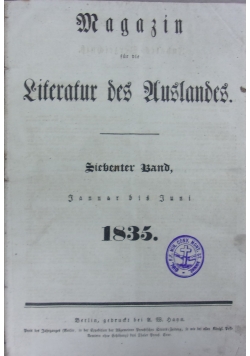 Magazin fur die Literatur des Auslandes, 1835 r.