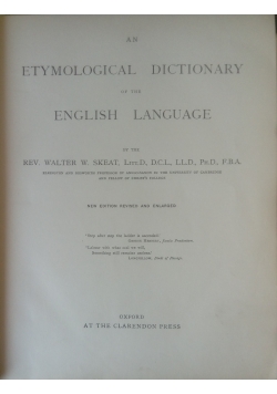 An etymological dictionRY OF THE ENGLISH LANGUAGE